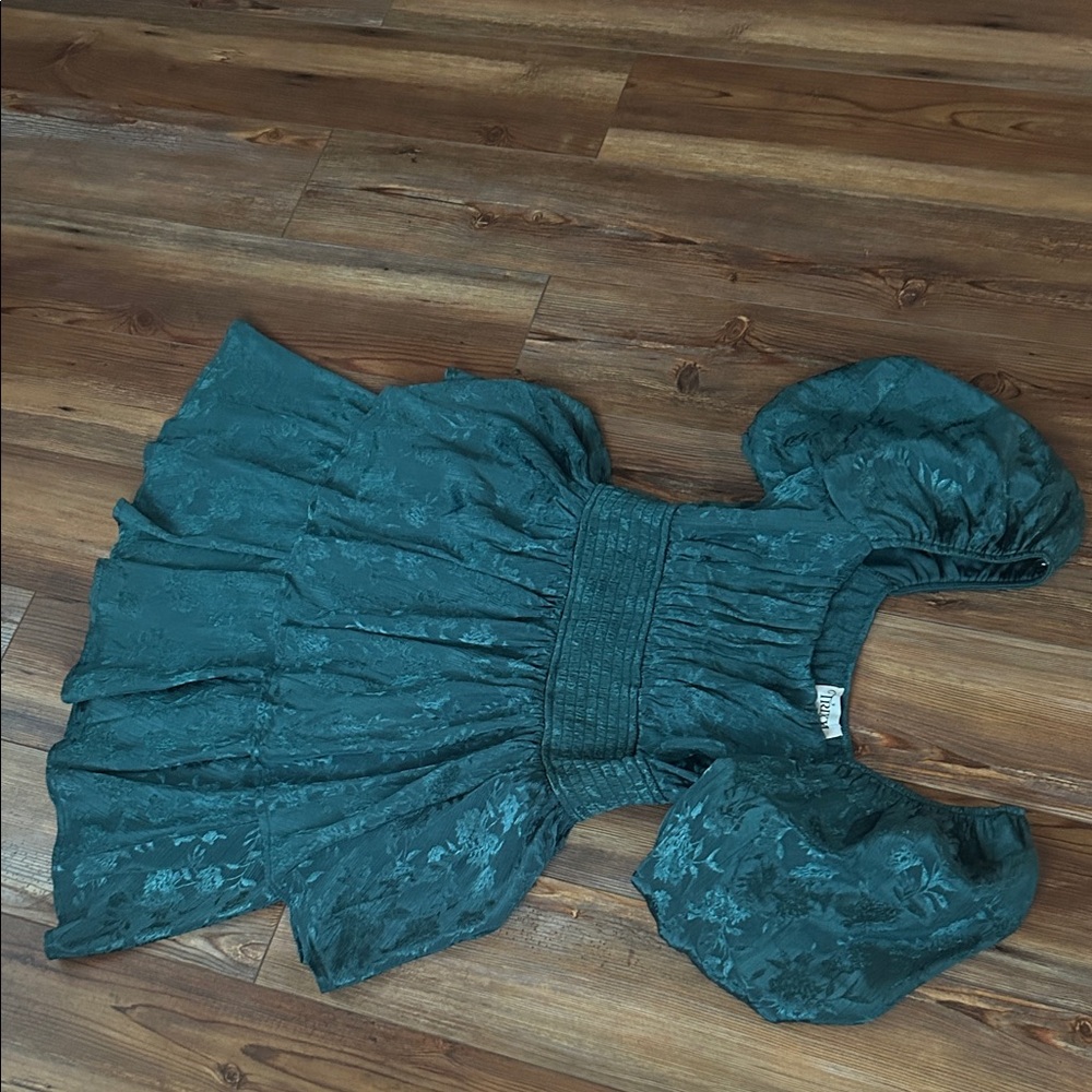 Trixxi Dark Green Textured Dress